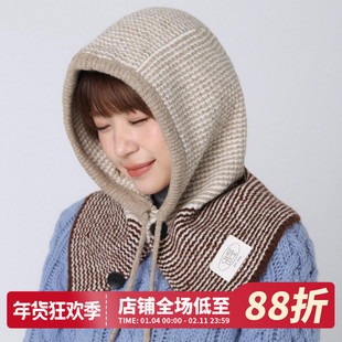 巴拉克拉法帽秋冬季保暖针织毛线帽女帽子围脖一体防风护耳连体帽