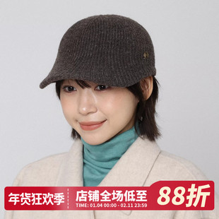 百搭灰色羊毛鸭舌帽女新款时尚秋冬季保暖针织帽女复古休闲毛线帽