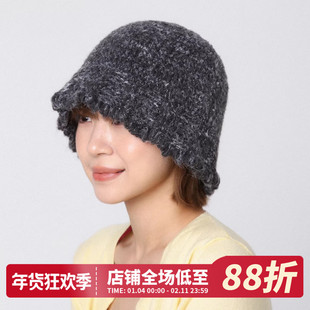 灰色花边毛线帽女秋冬新款大头围针织帽羊毛保暖护耳包头帽冷帽子