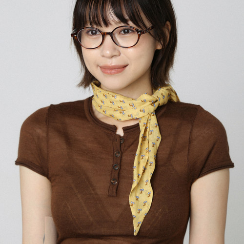 黄色100%苎麻小领巾百搭三角巾