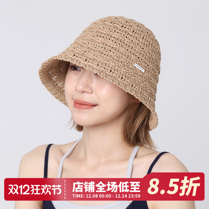 法式镂空蝴蝶结编织草帽海边薄款