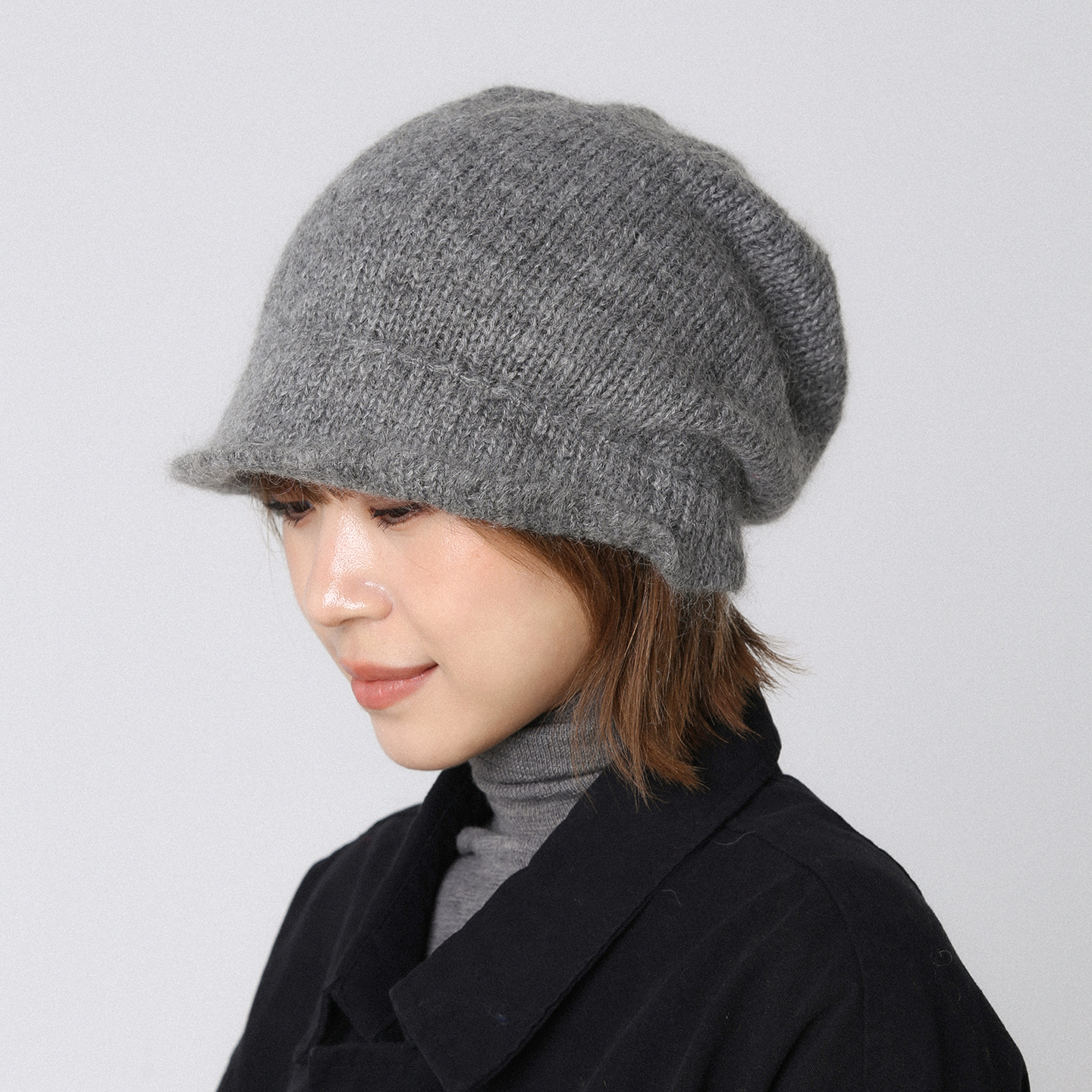 秋冬保暖护耳灰色针织帽