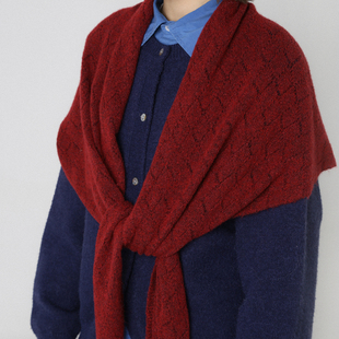 新年红色羊绒菱形三角巾女款秋冬季新款保暖围巾披肩两用护颈围脖