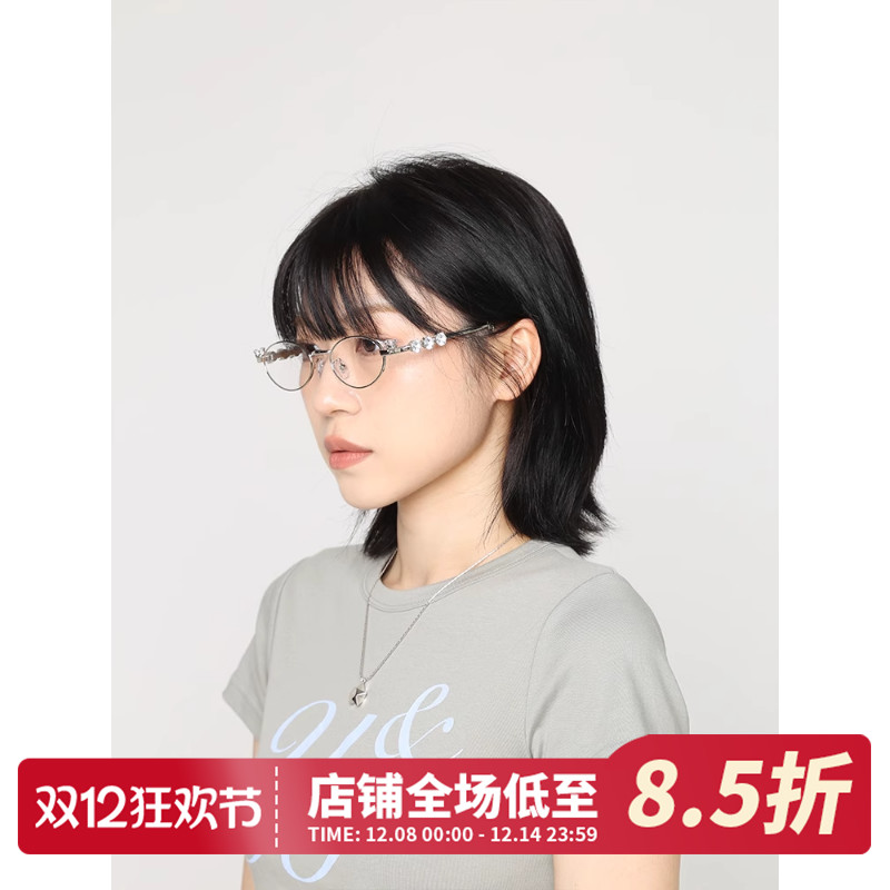 CHASELUCK长乐镶钻椭圆框平光镜