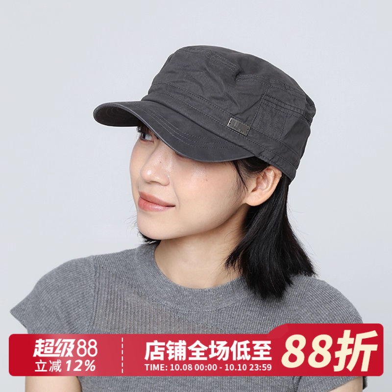 新款灰色防晒棒球帽美式平顶帽夏季女户外短檐休闲大头围鸭舌帽子