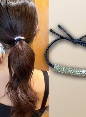 闪闪皮筋水钻女扎头绳女生橡皮筋高弹力耐用发绳皮套胶圈黑色发圈