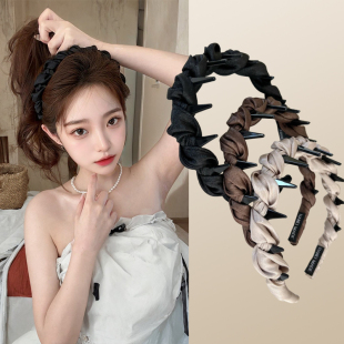 新优雅褶皱防滑发箍女2025新款 日常高级感带齿头饰高颅顶头箍发卡