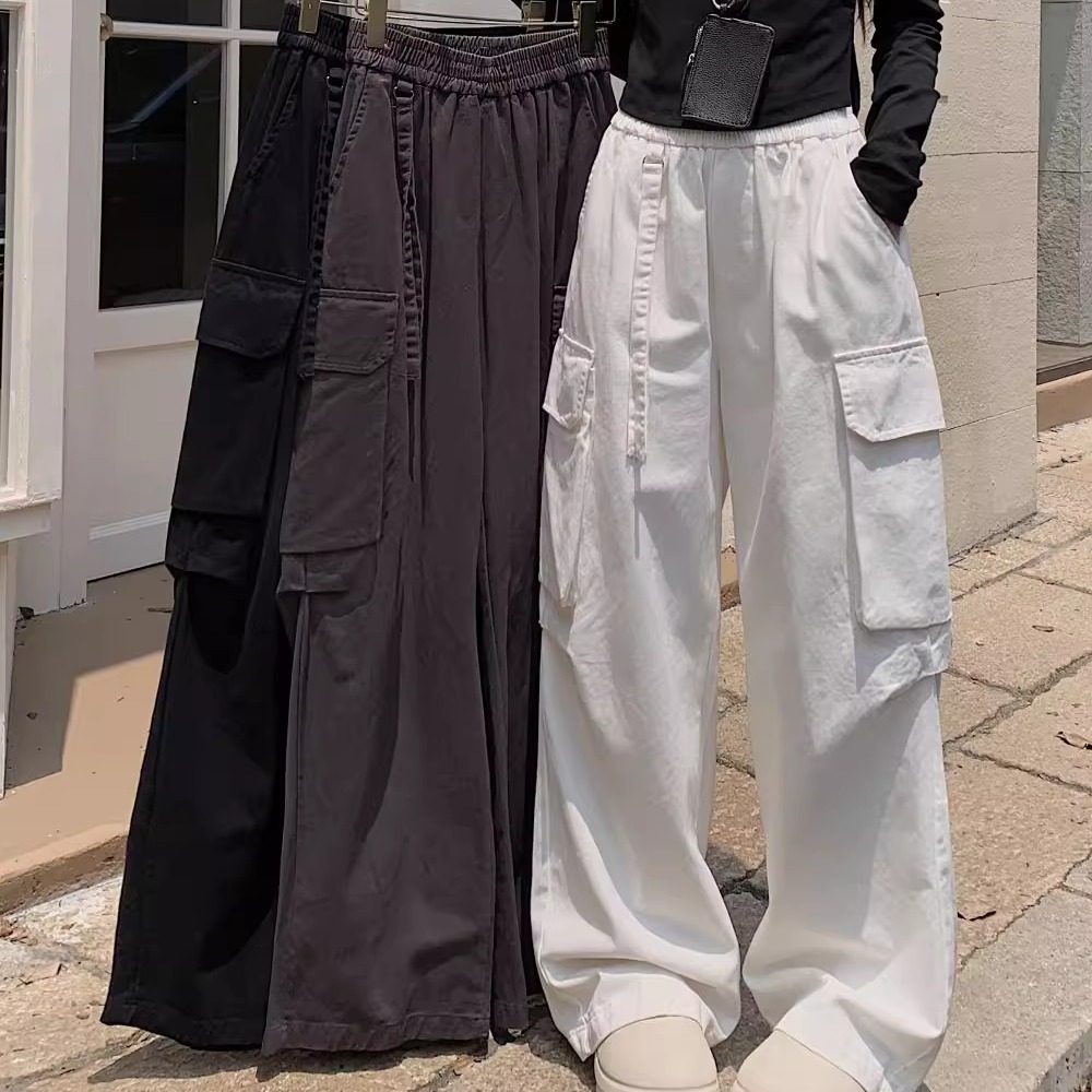 飘带设计感工装裤直筒高腰小众设计口袋阔腿休闲裤女秋冬季裤子,女装/女士精品,休闲裤,淘宝优惠券,粉丝福利购,淘宝优惠卷