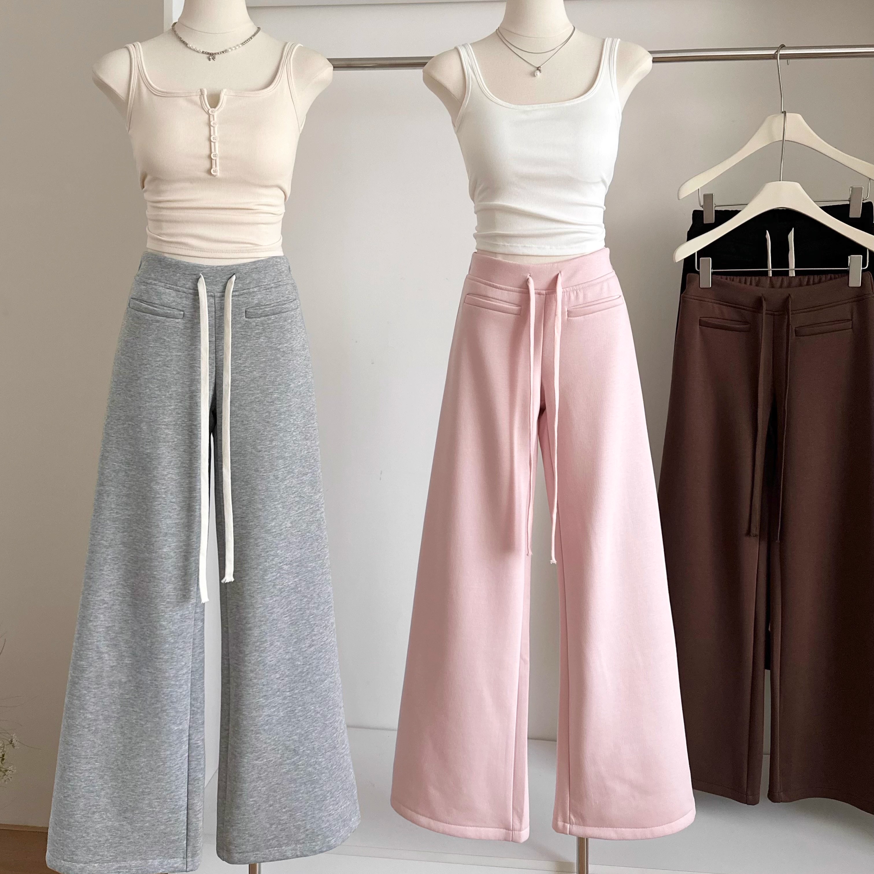 空气层半抓毛加厚抽绳休闲裤