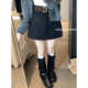 韩系灰色毛呢半身裙女2026春夏新款 高腰防走光a字显瘦包臀短裙子