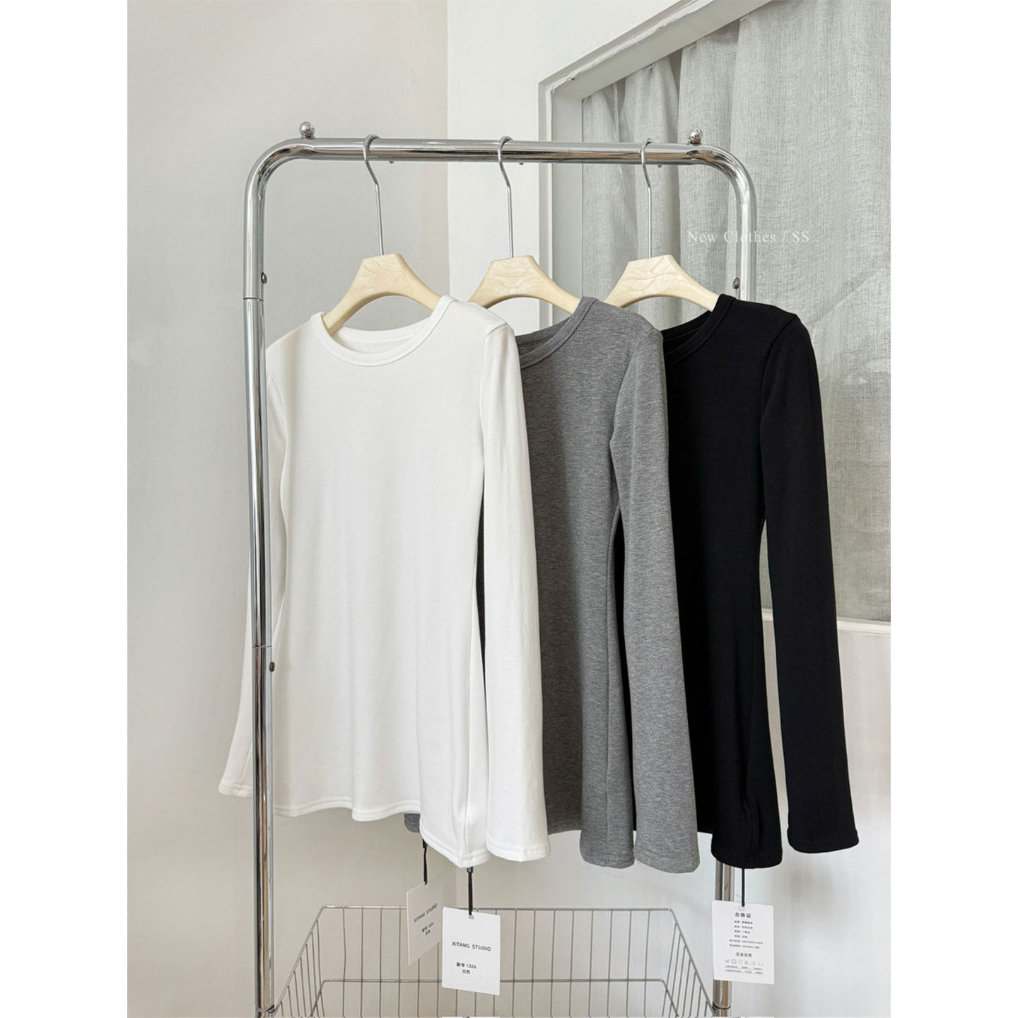 白色磨毛打底衫女厚秋冬季中长内搭长袖t恤女收腰修身遮屁股上衣,女装/女士精品,T恤,淘宝优惠券,粉丝福利购,淘宝优惠卷