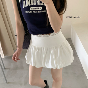 蓬蓬白色半身裙夏季 复古花苞裙a字短裙子减龄百搭月光裙2025新款