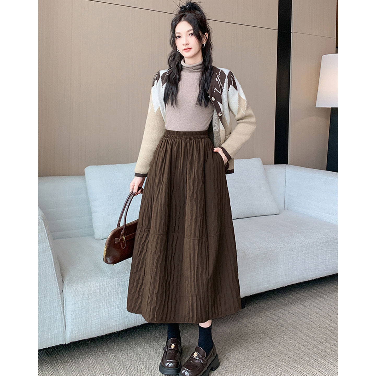 2026春季绝美巨好看的半身裙冬季显瘦百搭气质超火a字黑色半裙子,女装/女士精品,半身裙,淘宝优惠券,粉丝福利购,淘宝优惠卷