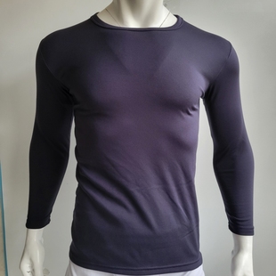 外贸日单轻保暖男圆领T恤里磨绒打底衫秋衣内衣男长袖