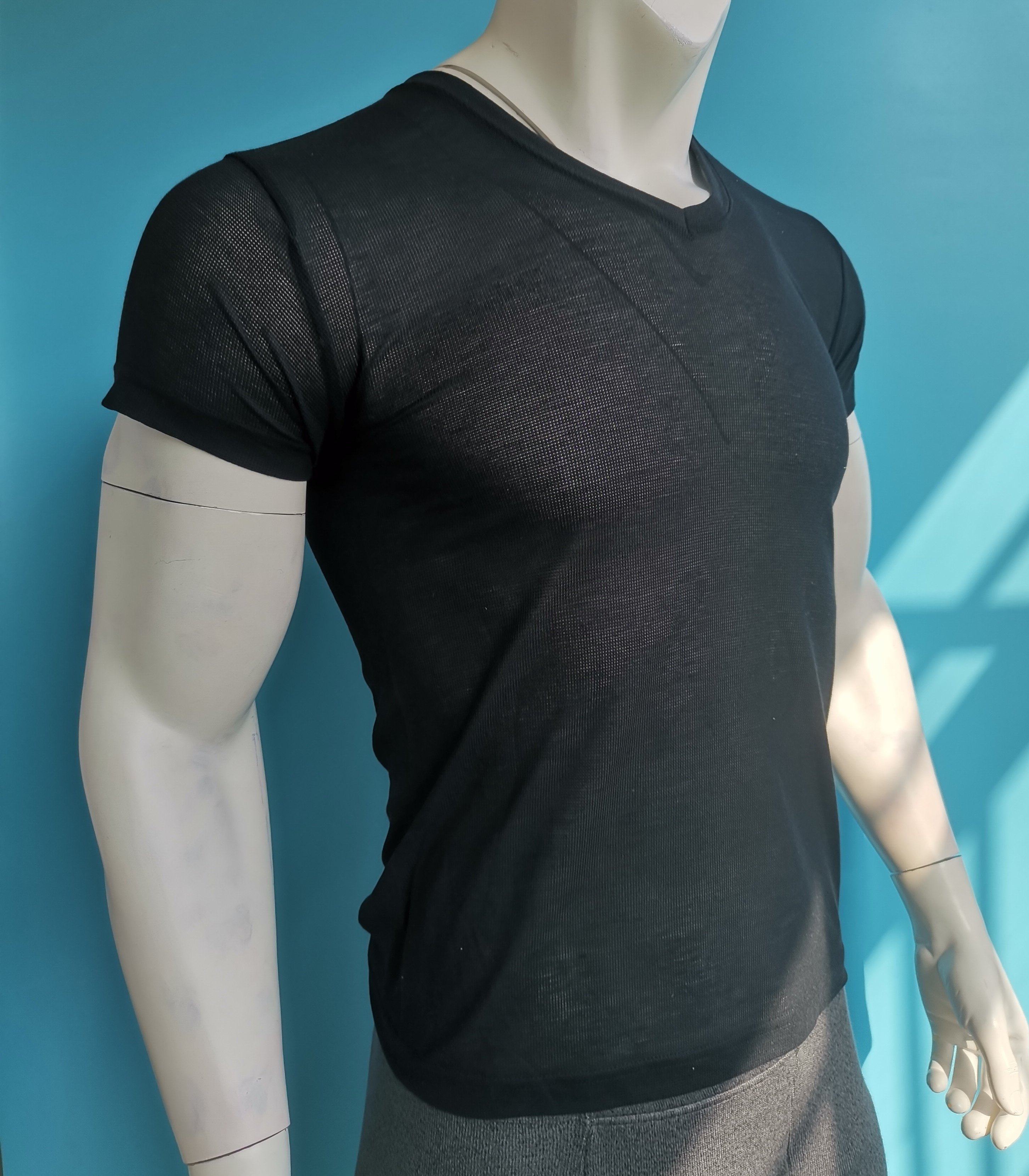 外贸日单男V领速干半袖棉混轻薄透气华夫格T恤纯色,户外/登山/野营/旅行用品,T恤,淘宝优惠券,粉丝福利购,淘宝优惠卷