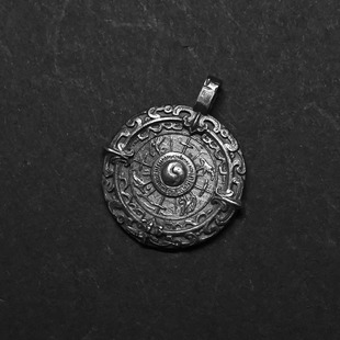 造化玉碟 无序状态原创设计S925纯银手工银饰品做旧风吊坠项链男