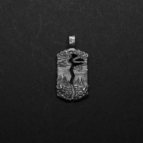 阳为天阴为地-无序状态原创设计S925纯银手工银饰做旧吊坠项链男