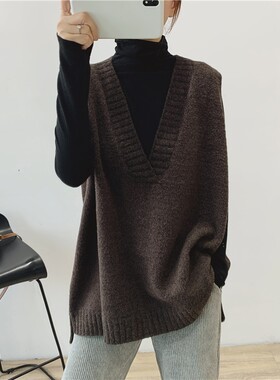 中长款羊绒马甲背心女V领坎肩