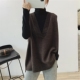 宽松中长款 秋冬韩国潮流时尚 大码 V领羊绒马甲背心女外穿羊毛坎肩