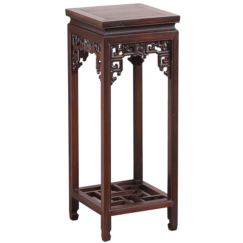 红木回纹花架实j木新中式仿古花几黑檀木客厅室内落地盆景架家用