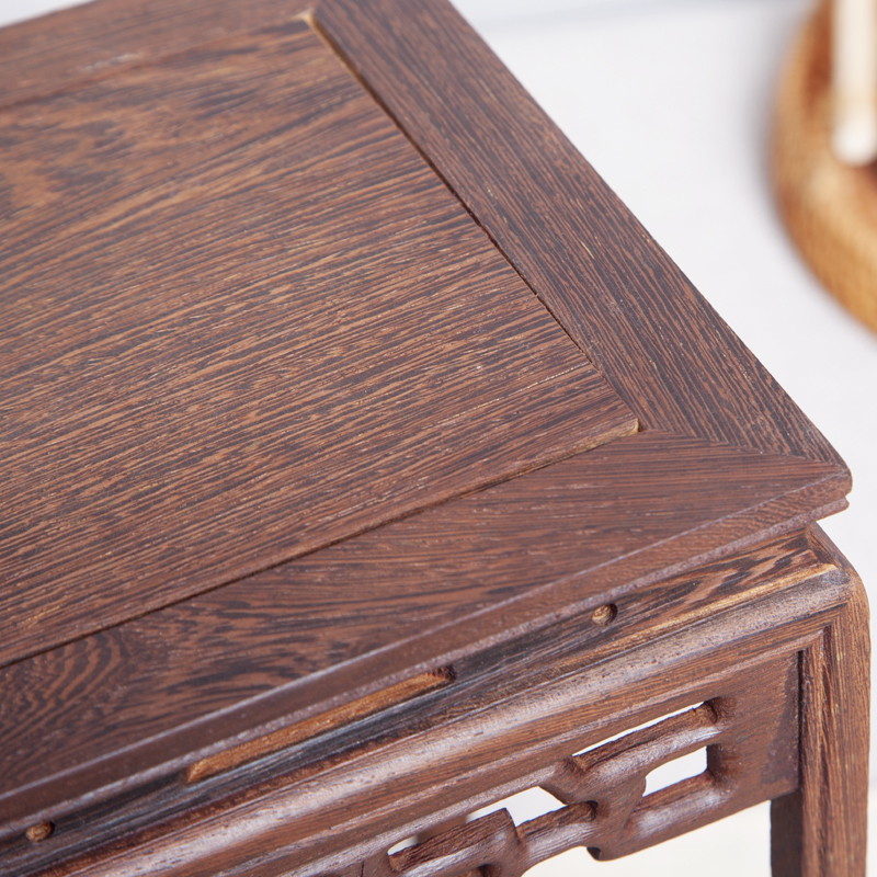 红木小花架实木底座鸡翅木中式小花几办公室桌面盆景架多肉架木托