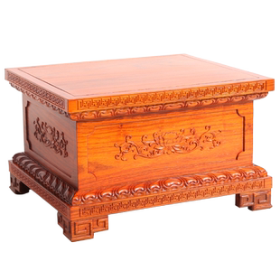 花梨木莲花底座实木长方金刚底座佛像菩萨观音关公财神摆件加高台