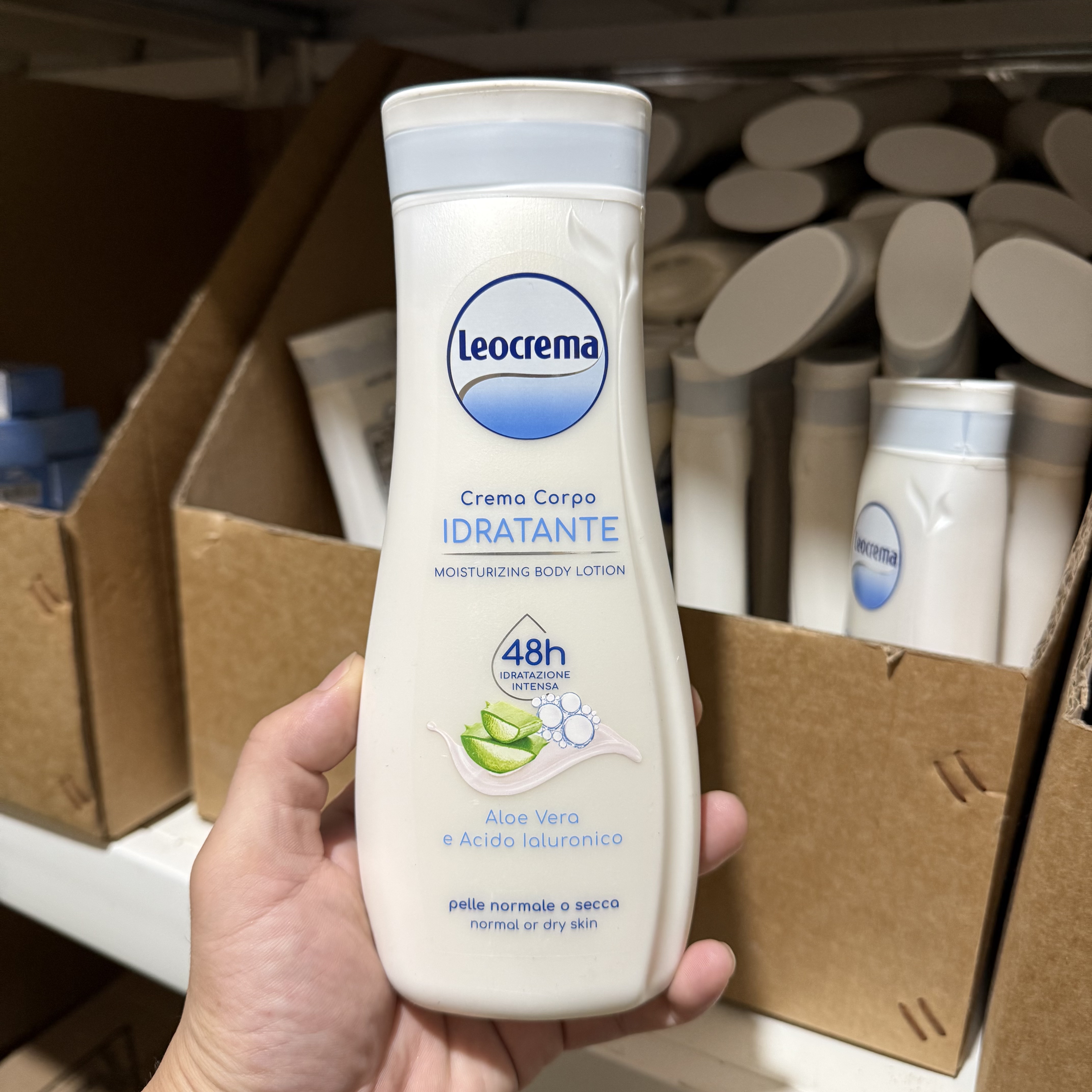 免代购国内现货！意大利进口莱欧可芦荟保湿身体乳一抹化水400ml