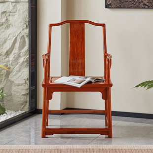贡艺名居红木家具缅甸花梨木文椅南宫椅新中式素面大果紫檀实木