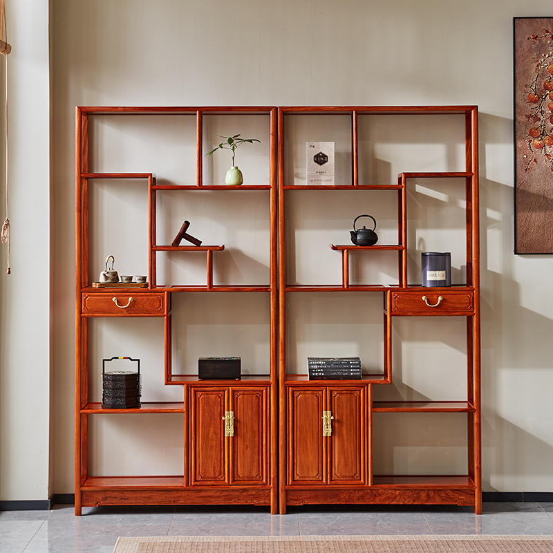 贡艺名居缅甸花梨全实木博古架
