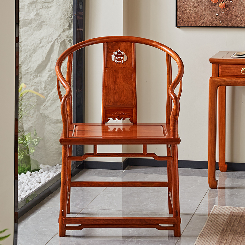 贡艺名居红木家具大果紫檀圈椅
