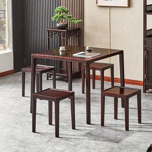 赞比亚血檀家具新中式休闲桌棋牌桌非洲小叶紫檀四方桌实木打牌桌