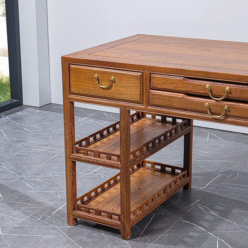 红木家具 鸡翅木电脑桌 实木书房书桌办公桌写字桌台式