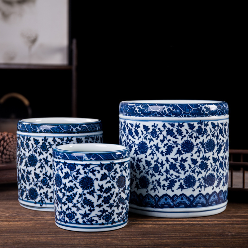 景德镇瓷器龙纹书画筒客厅摆件