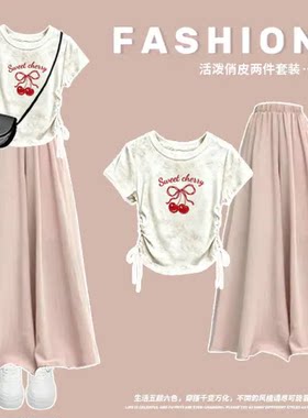 女大童套装初中学生少女短袖T恤