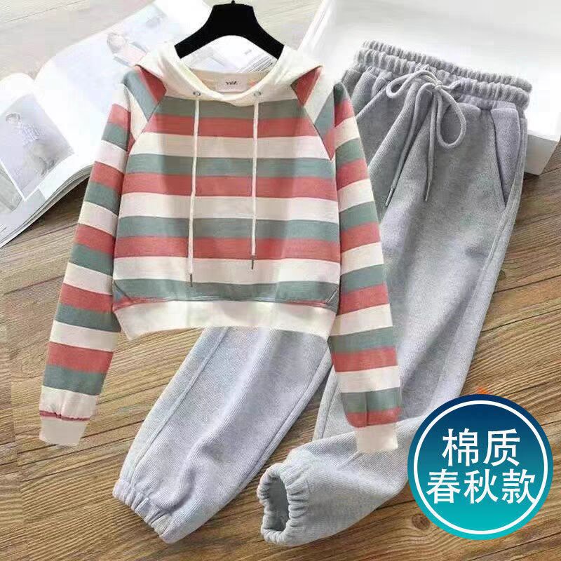 青少年中大童连帽卫衣两件套秋冬