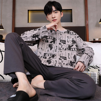 春秋季纯棉长袖家居服男款