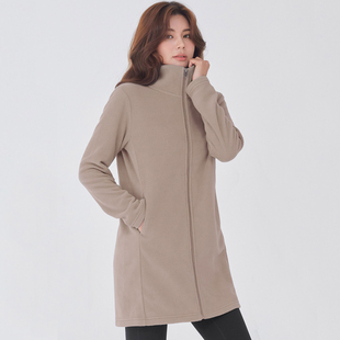 户外保暖抓绒拉链开衫卫衣中长款摇粒珊瑚绒上衣运动跑步瑜伽外套