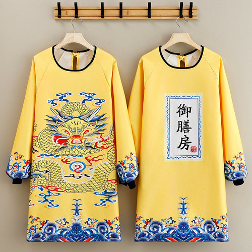 新款防水围裙龙年时尚长袖罩衣厨房家用做饭防油污工作服餐饮专用
