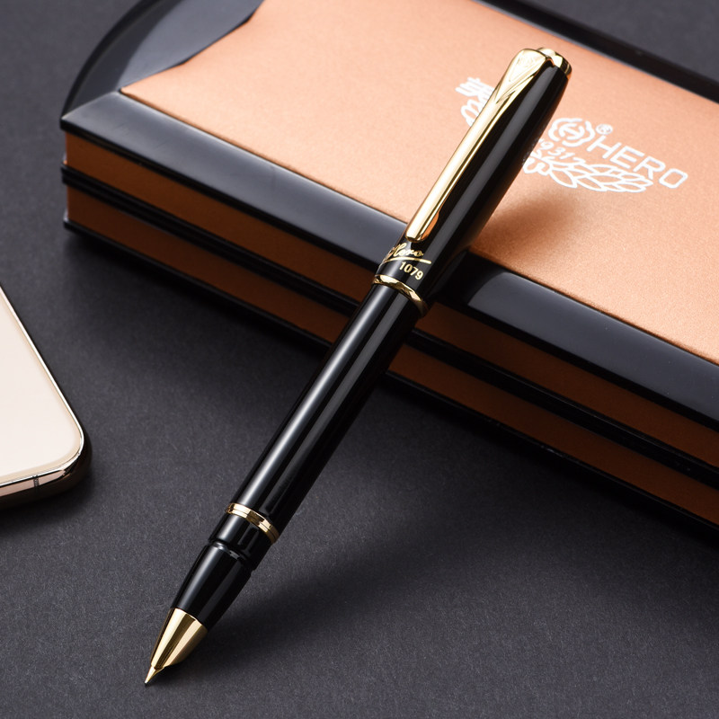 正品hero英雄钢笔1079正真多彩财会特细钢笔 暗尖 墨水笔免费刻字