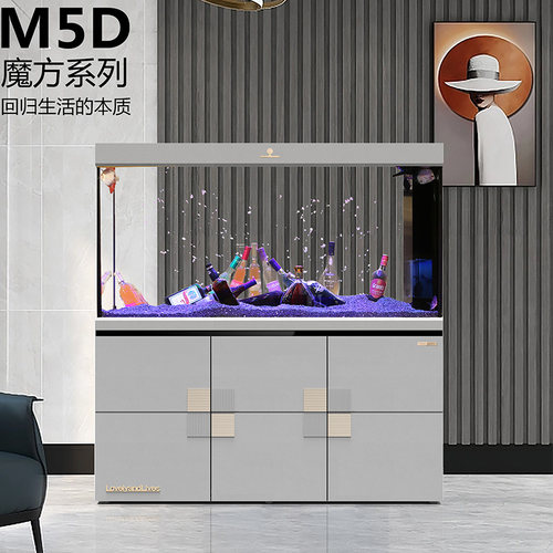 可丽爱鱼缸M5魔方新款中小型客厅生态超白玻璃屏风底滤水族箱