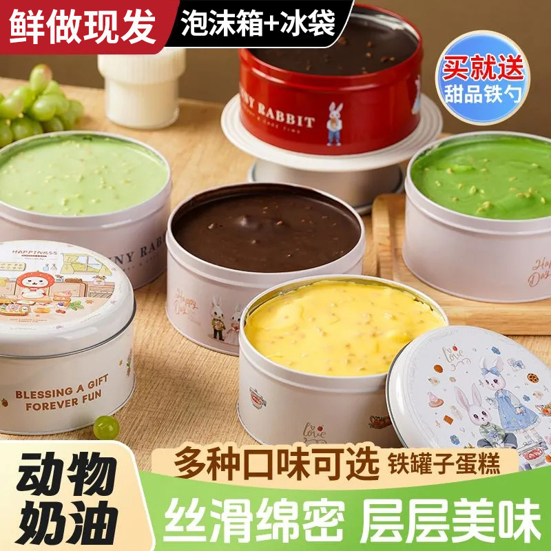 网红罐罐蛋糕动物奶油巧克力脆皮铁罐装千层蛋糕点心下午茶甜品