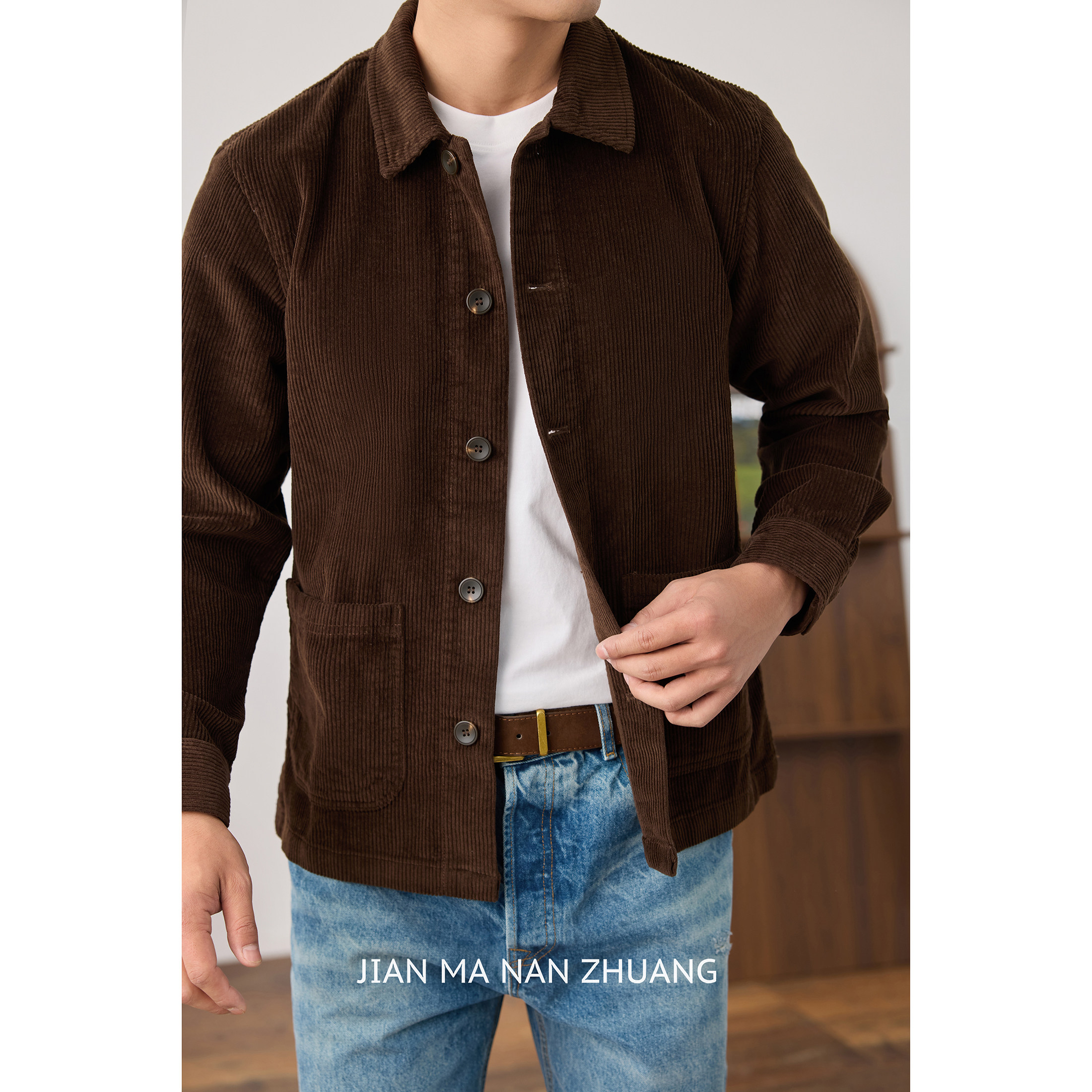 简麻男装灯芯绒外套男秋季新款宽松显瘦简约复古休闲纯棉夹克上衣,男装,夹克,淘宝优惠券,粉丝福利购,淘宝优惠卷