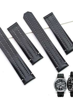 适用宝齐莱柏拉维真皮表带 特制缝线男士折叠扣款10625 黑色白线
