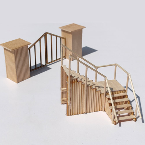 diy雪糕棍牙签木片建筑模型院
