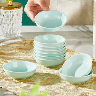 骨瓷味碟家用饺子蘸料碟高级青瓷圆形小盘子酒店餐厅小凉菜碟餐具