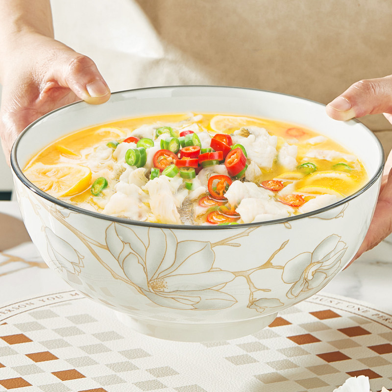 若岚釉下彩陶瓷时尚家用大汤碗