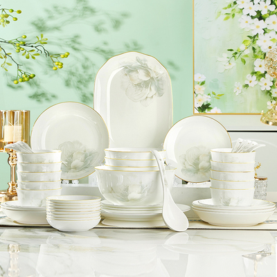 若岚骨瓷金边轻奢餐具健康釉中彩