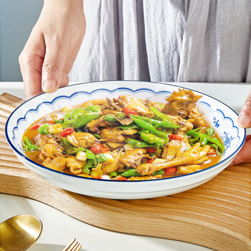 釉下彩加厚陶瓷青花家大盘子