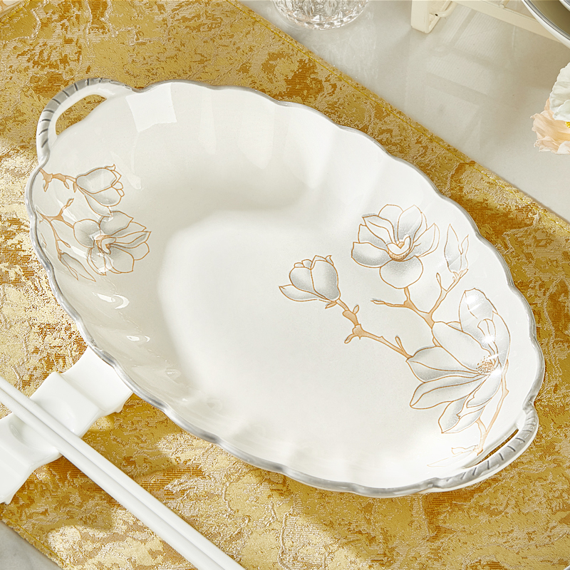 若岚釉下彩陶瓷时尚家用鱼盘