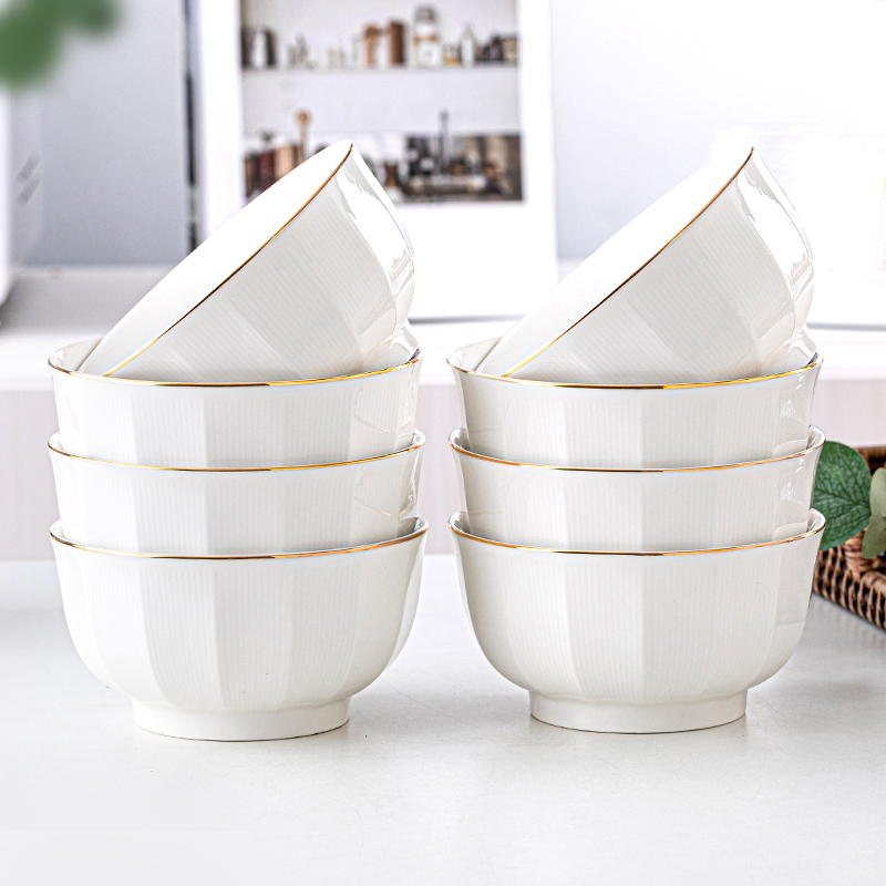 若岚瓷北欧大众金边面碗加厚